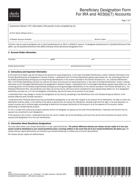 Fillable Online Beneficiary Designation Form For IRA and Charles