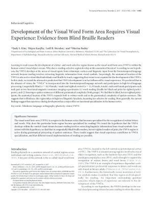 Fillable Online Development of the Visual Word Form Area Requires