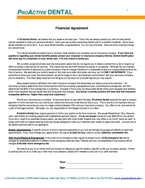 Fillable Online Financial Agreement ProActive Dental Fax Email Print