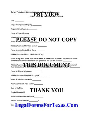 Fillable Online Form Foreclosure information form and case template