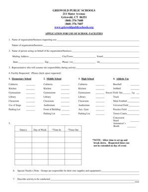 Fillable Online Griswold Center Rentable Facilities Fax Email …