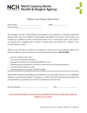Fillable Online Palliative Care Program Referral Form Fax Email Print
