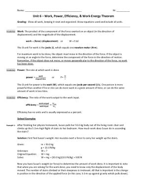 Fillable Online Physics Unit 4 Worksheet 3 Power and Efficiency Fax