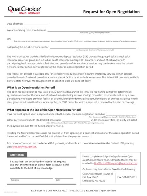 Fillable Online QCA Request for Open Negotiation and Supplemental