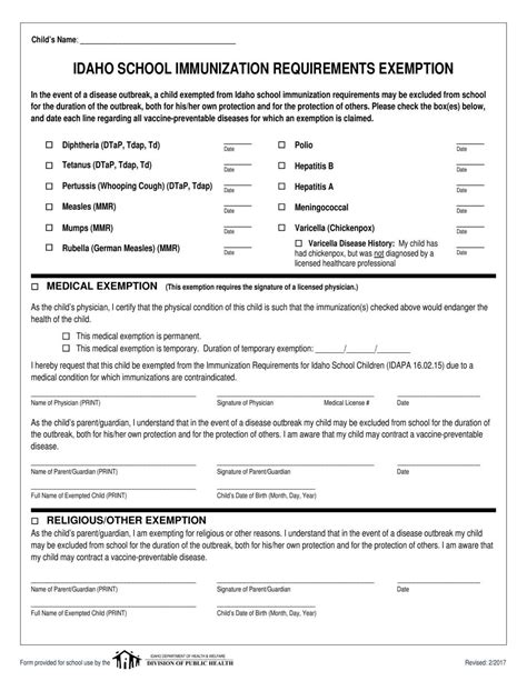 Fillable Online Required Immunization Religious Exemption Request and