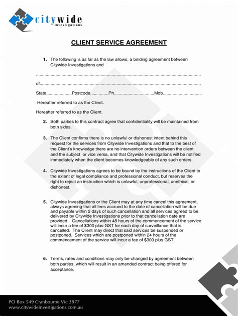 Fillable Online Service Agreement Form Fax Email Print pdfFiller