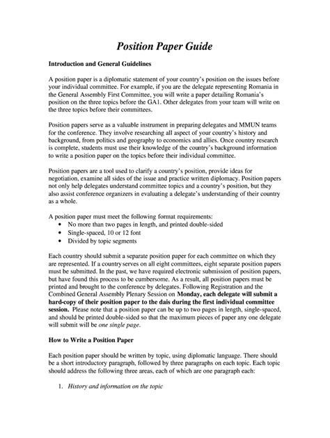 Fillable Online hs umt How to Write a Model UN Position Paper With