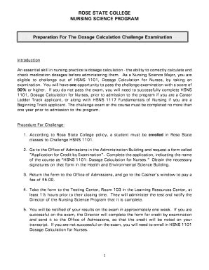 Fillable Online my rose ROSE STATE COLLEGE NURSING SCIENCE PROGRAM