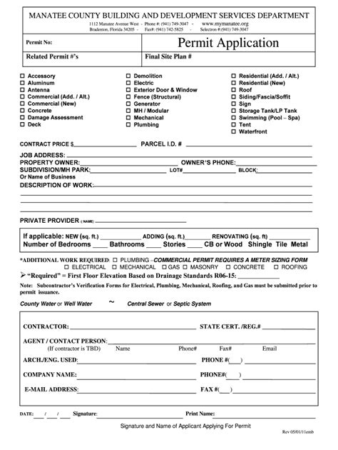 Fillable Online mymanatee Building Permit (PDF, 180kb) Manatee County