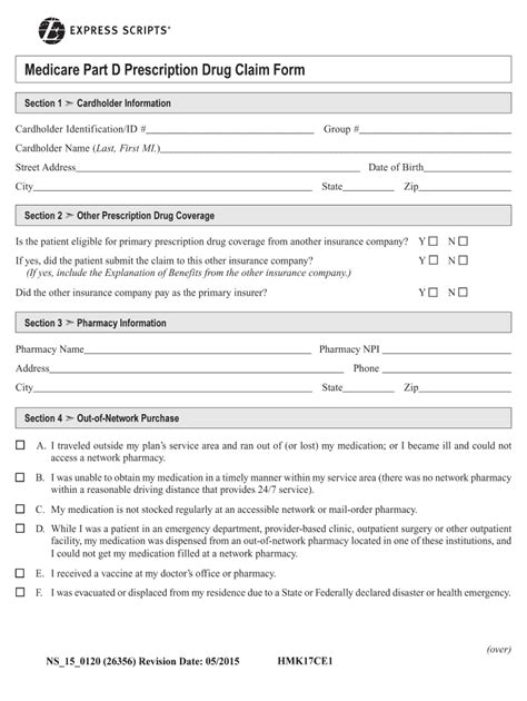 Fillable Prescription Drug Claim Form Express Scripts Form printable