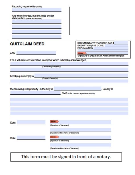 Fillable Quit Claim Deed Form California Printable Forms Free Online