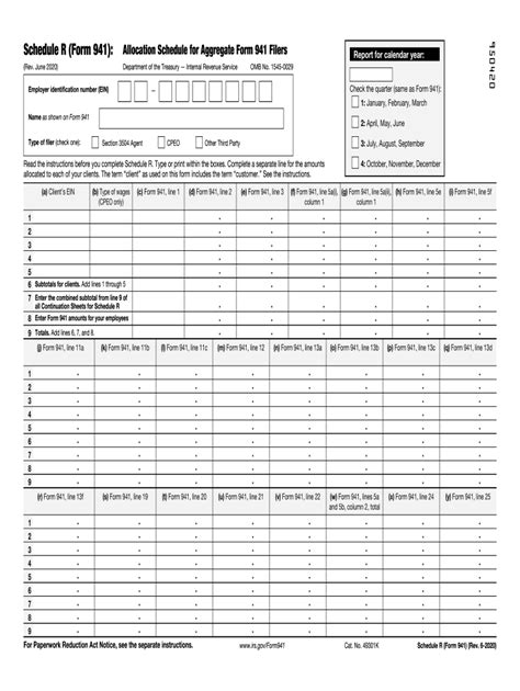 Fillable Schedule R (Form 941) Allocation Schedule For Aggregate Form