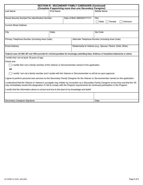 Fillable Va Form 1010cg Application For Comprehensive Assistance For