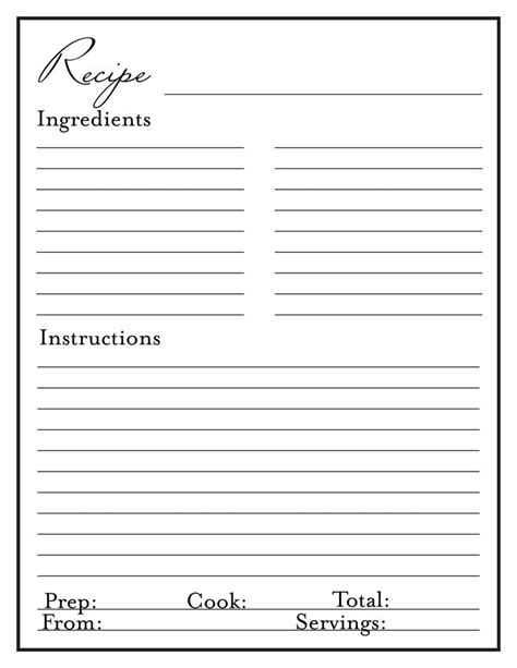 Fillable and Printable Recipe Pages