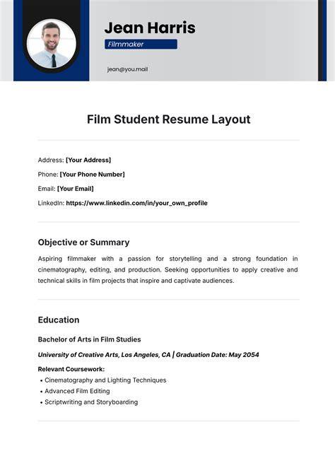 Film Student Resume Template