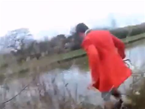 Film of fox being kicked into river