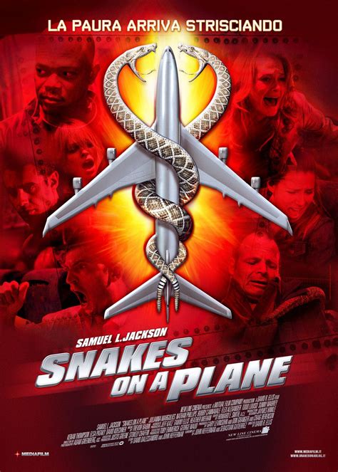 Film snakes on a plane. Snakes on a Plane: Directed by David R. Ellis. With Samuel L. Jackson, Julianna Margulies, Nathan Phillips, Rachel Blanchard. An FBI agent takes on a plane full of deadly venomous snakes, deliberately released to kill a witness being flown from Honolulu to Los Angeles to testify against a mob boss. 