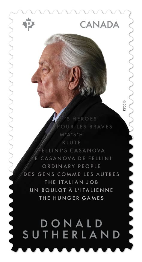 Film star Donald Sutherland depicted in profile on new Canadian stamp