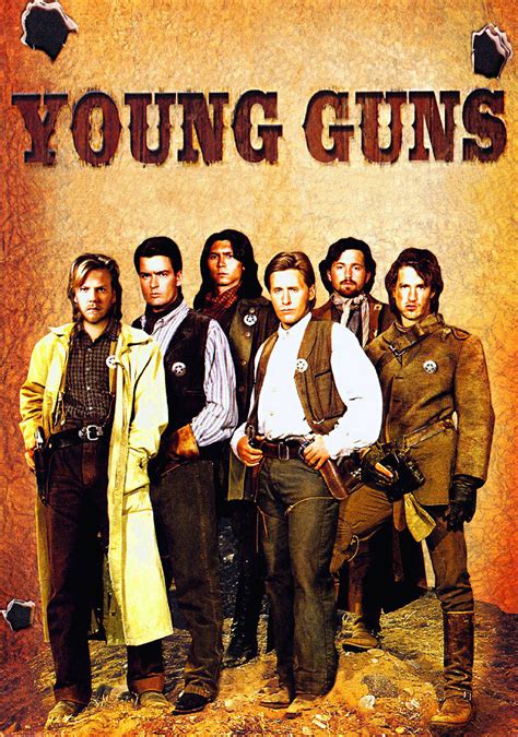 Young Guns. At night, the actors would actually get together to play music and sing. When they were drunk, they'd make Lou Diamond Phillips sing "La Bamba", as he had played Ritchie Valens in La Bamba (1987). When the men are going through the Indian village, "Doc" is in the front of the group, with a cover on his face.