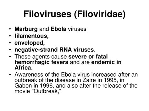 Filoviridae infectious disease (Concept Id: C0242917)