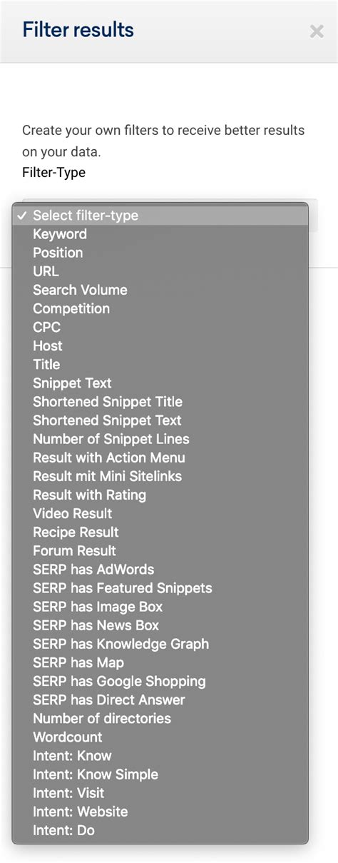 Filter and refine ranking keywords with meaningful filters and attributes SISTRIX