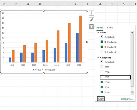 Filter chart in excel