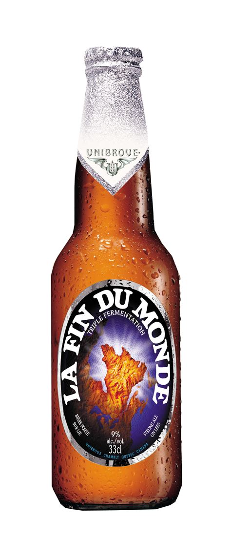 Fin du monde beer. Unibroue La Fin du Monde. * picture credits. copyright may apply. overall. 98. 100. Brewed by Unibroue (Sleeman - Sapporo) Style: Tripel - Top 50. Chambly, Canada. … 