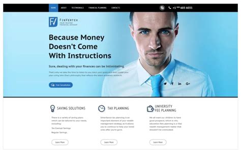 FinVertex Financial Advisor Responsive HTML Landing Page Template