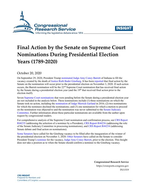 Final Action by the Senate on Supreme Court Nominations …