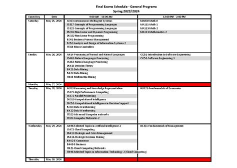 Final Exams Schedule Uga