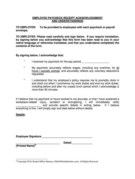 Final Paycheck Acknowledgement Form Fill Out and Sign Printable PDF