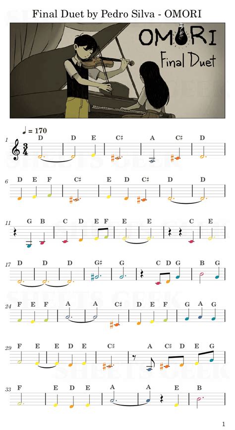 Final Duet Sheet Music; Sheet Music Artist Instrument Difficulty Price Like Preview; Final Duet . Omori. Packetsss Violin . Normal . $2.99 . Lesson video. 0 of 0 - 0. 