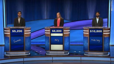 Final jeopardy june 14 2023. 3/4 in Final Jeopardy Average Coryat: $17,350. Jill Tucker, career statistics: 58 correct, 9 incorrect 4/4 on rebound attempts (on 13 rebound opportunities) 23.68% in first on buzzer (54/228) 4/5 on Daily Doubles (Net Earned: $10,200) 3/4 in Final Jeopardy Average Coryat: $10,600. Hari Parameswaran, career statistics: 72 correct, 12 incorrect 