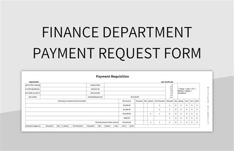 Finance Department Payment Request Form Excel Template And Google