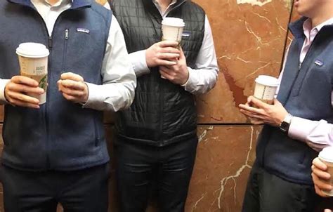 Finance bro vest. "As chance would have it, I'm currently wearing a black Patagonia vest," my friend Alex, who works in financial research, wrote in an email about this story. "And I'm writing this from my desk in ... 