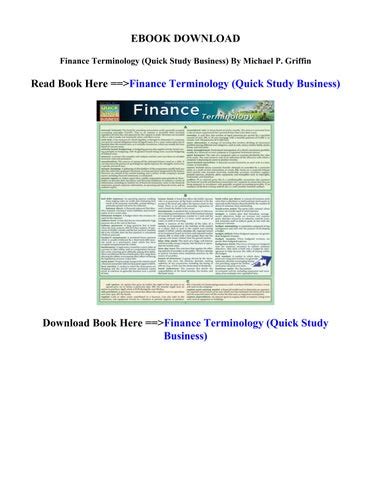 Read Online Finance Terminology By Michael P Griffin