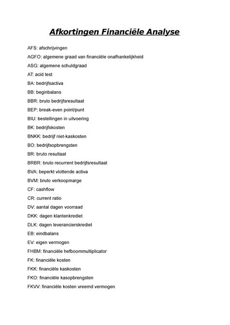 Financiële afkortingen
