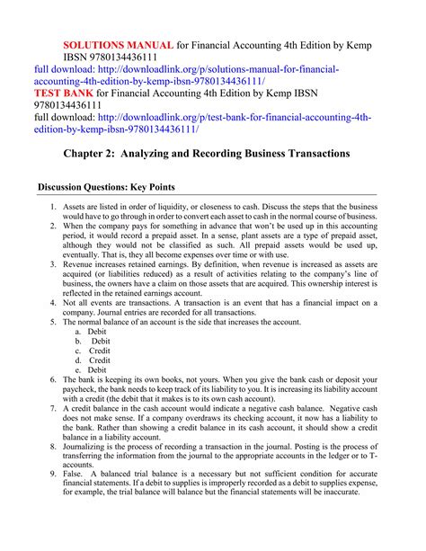 Financial Accounting 4th Edition Answers