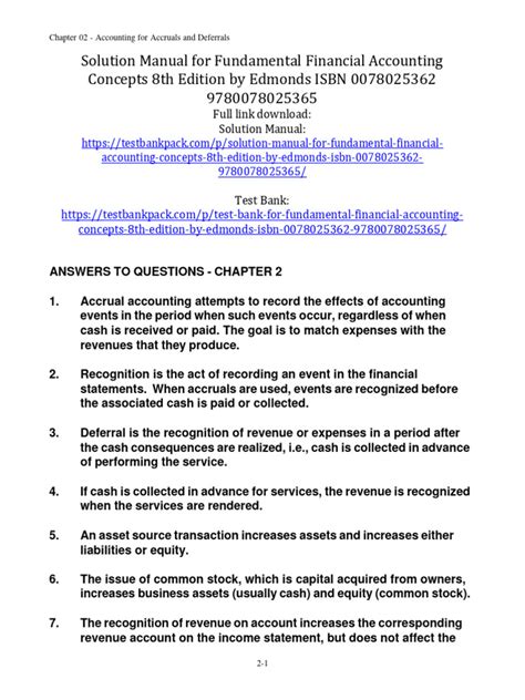 Financial Accounting Concepts 8th Edition Exercise Answers