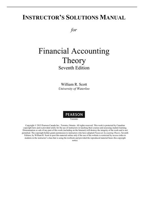 Financial Accounting Theory Scott Solutions