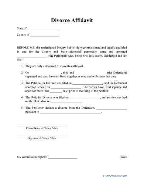 Financial Affidavit For Divorce Texas Template