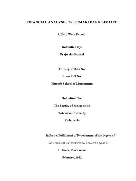 Financial Analysis of Kumari Bank Limited 2024 PDF - Scribd