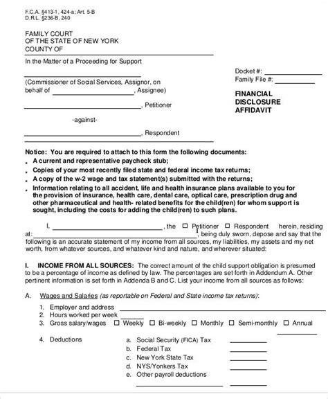 Financial Disclosure Affidavit Short Form 2023