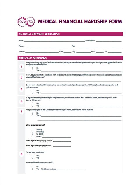 Financial Hardship Application