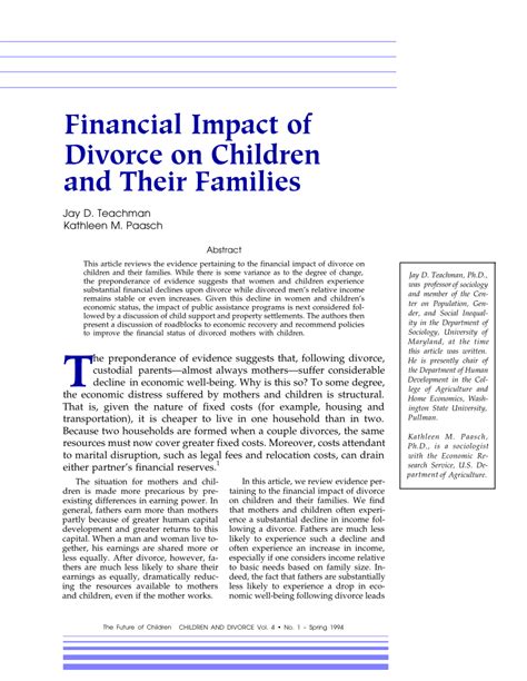 Financial Impact of Divorce on Children and Their Families