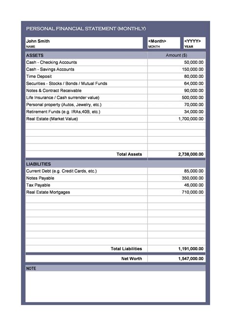 Financial Statement Template Exce