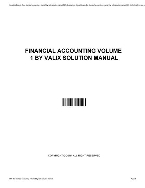 Financial accounting volume 1 solution manual valix. - 2010 keystone cougar service manual 102764.