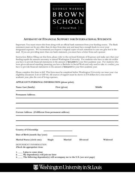Financial affidavit for international students.  Affidavit of Financial Support Signed n...