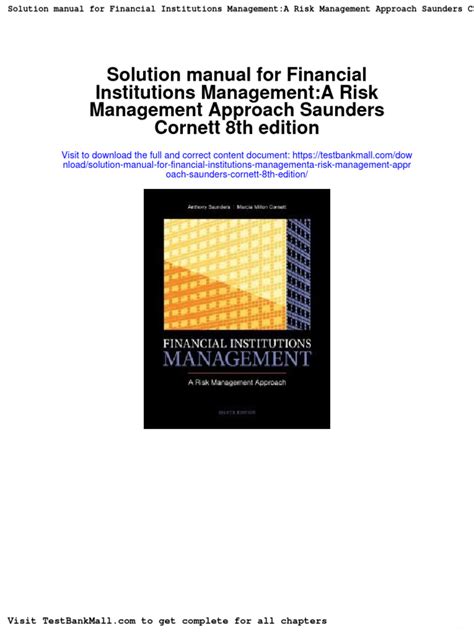 Financial institutions management 3rd solution manual saunders. - Guidelines on requirements and preparation for isms certification based on iso iec 27001 second edition.