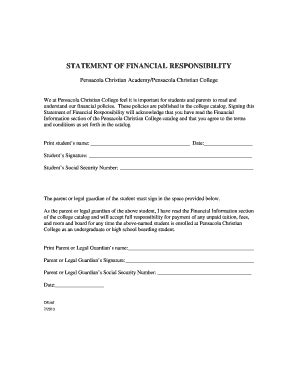 The Financial Responsibility Statement (FRS) outlines the terms 